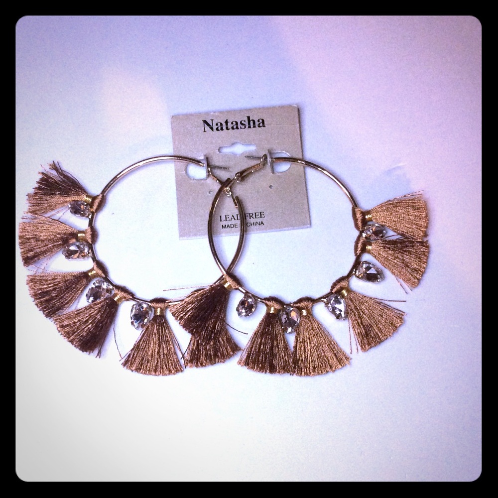 NWT Natasha tassel hoop earrings